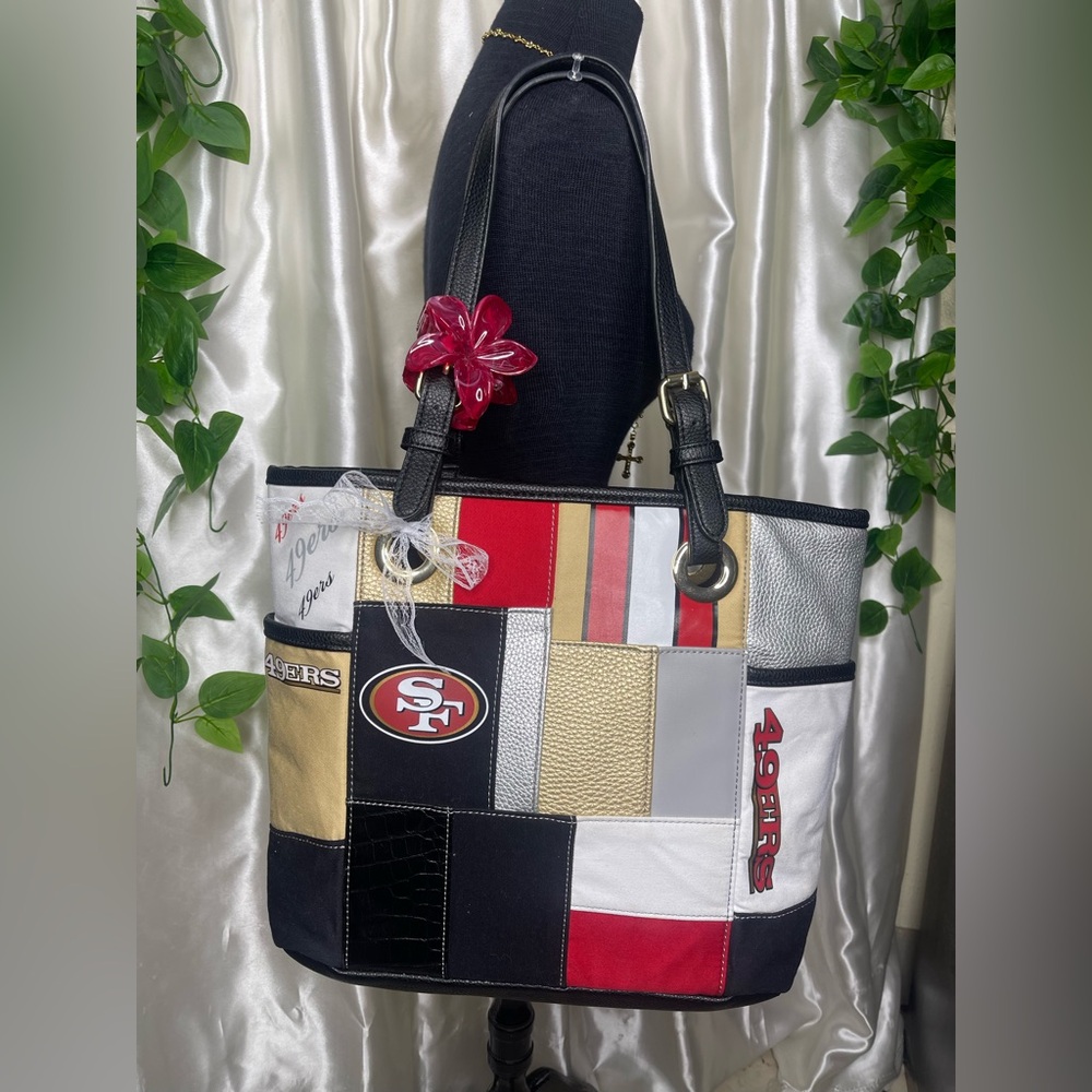 49ers Patchwork Tote Bag - Black, Red, Gold
